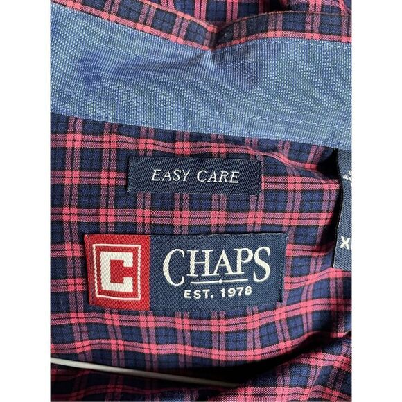 Chaps Mens Plaid Button Down Dress Shirt Size X-Large Tall - Picture 5 of 8